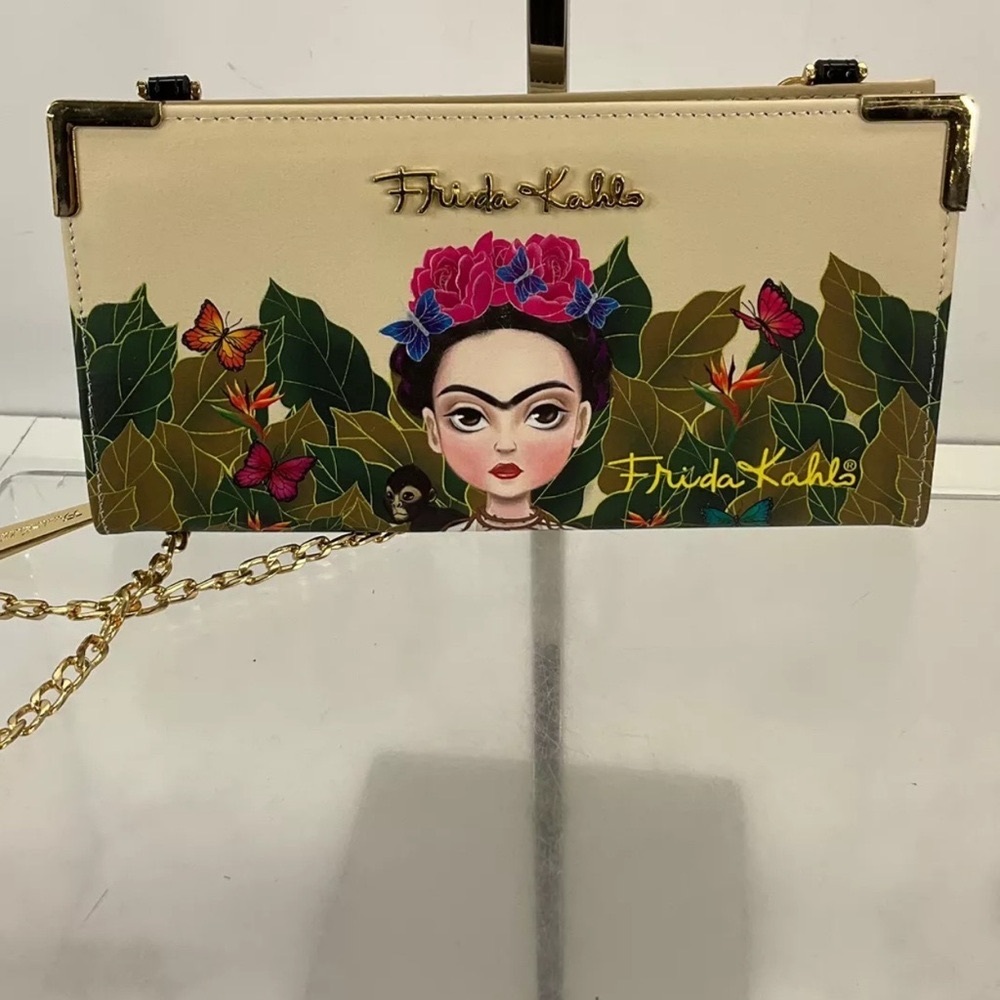 NWT Authentic FRIDA KAHLO Cartoon Series Crossbody Wallet~Beige